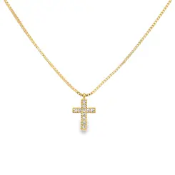 Gargantilha Folheado a Ouro 18k Pingente Cruz P