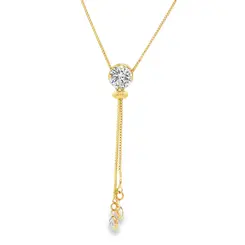 Gargantilha Folheado a Ouro 18k Gravatinha Zircônia Redonda