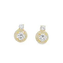 Brinco Folheado a Ouro 18k Dois Círculos com Zircônias