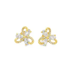 Brinco Folheado a Ouro 18k Flor em Zircônia