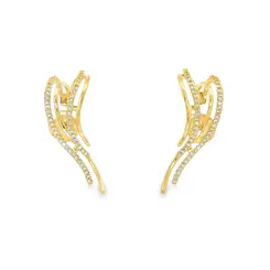Brinco Folheado a Ouro 18k Fios com Zircônias Grande