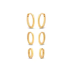 Brinco Folheado a Ouro 18k Trio Argola Click Lisa