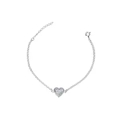 Pulseira Prata Coração Malha Italiana