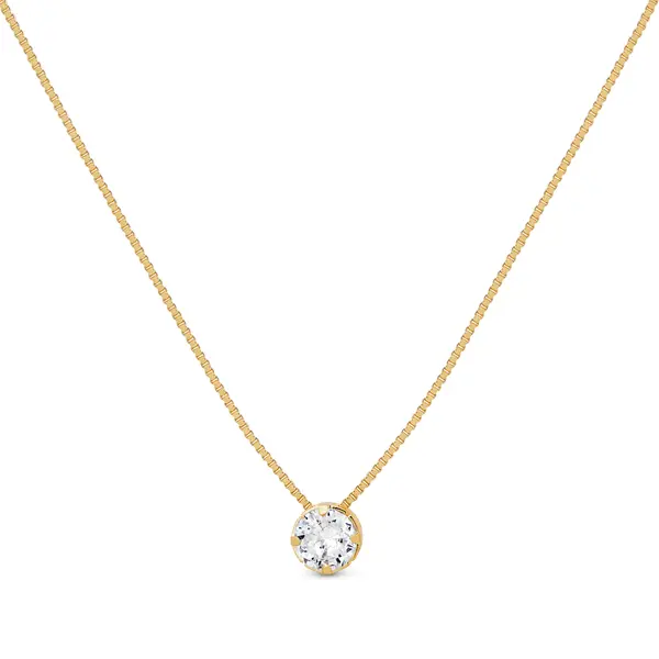Gargantilha Folheado a Ouro 18k Ponto Luz Redondo Caixa Alta P