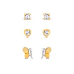 Brinco Folheado a Ouro 18k Infantil Trio Borboleta