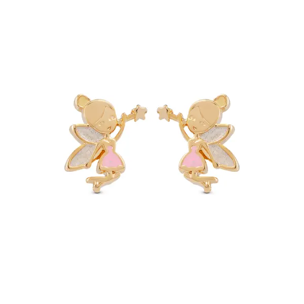 Brinco Folheado a Ouro 18k Infantil Fada