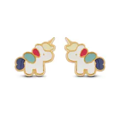 Brinco Folheado a Ouro 18k Infantil Unicórnio