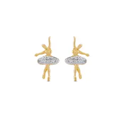Brinco Folheado a Ouro 18k Infantil Bailarina