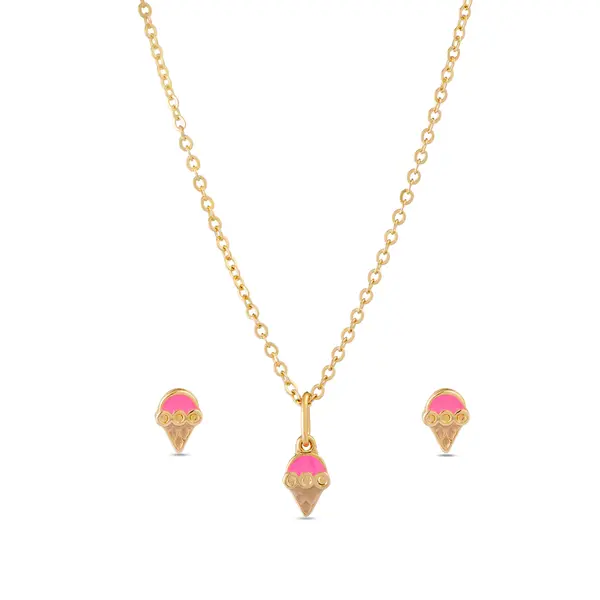Conjunto Folheado a Ouro 18k Infantil Sorvete