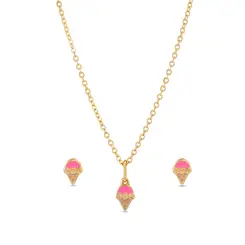 Conjunto Folheado a Ouro 18k Infantil Sorvete