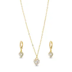 Conjunto Folheado a Ouro 18k Infantil Coração Cravejado