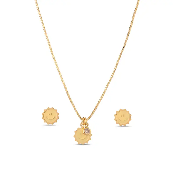 Conjunto Folheado a Ouro 18k Infantil Solzinho