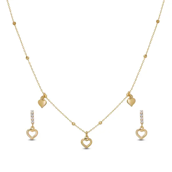 Conjunto Folheado a Ouro 18k Infantil Coração