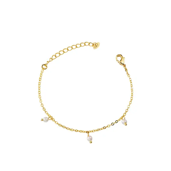 Pulseira Folheado a Ouro 18k Infantil Pérolas