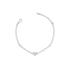 Pulseira Prata Leve Reflet Coração Cravejado