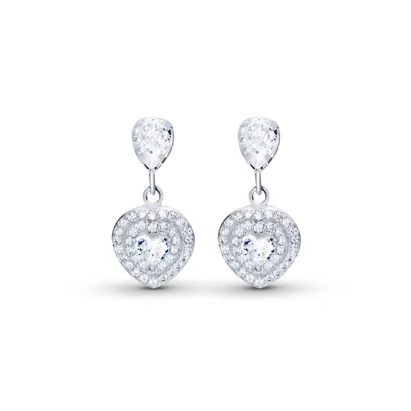 Brinco Prata Leve Reflet Coração Gota em Zircônia