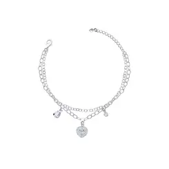 Pulseira Prata Leve Reflet Coração Gota e Zircônia