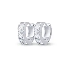 Brinco Prata Leve Argola Click Zircônias Triangulares