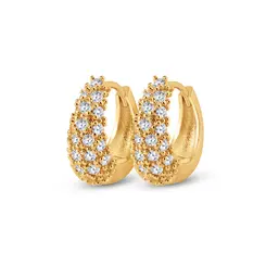 Brinco Folheado a Ouro 18k Argola Click Cravejado com Bolinhas