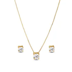 Conjunto Folheado a Ouro 18k Ponto Luz PP