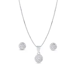 Conjunto Prata Leve Círculo Cravejado P