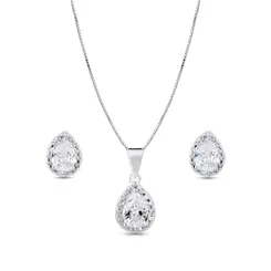 Conjunto Prata Leve Gota Cravejada