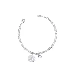 Pulseira Prata Leve Grumet com Zircônia e Árvore da Vida