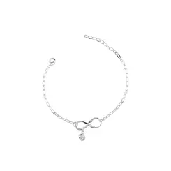 Pulseira Prata Leve com Zircônia e Infinito