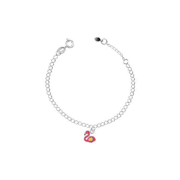 Pulseira Prata Leve Infantil Flamingo