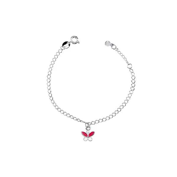 Pulseira Prata Leve Infantil Borboleta