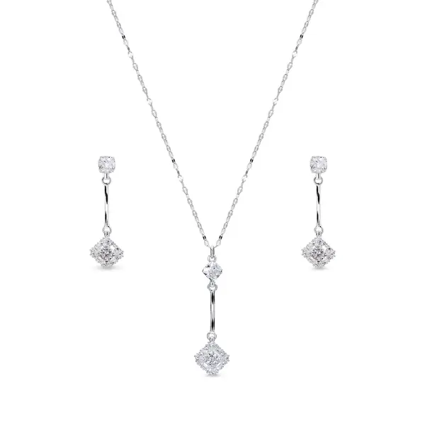 Conjunto Prata Leve Reflet Cravejado