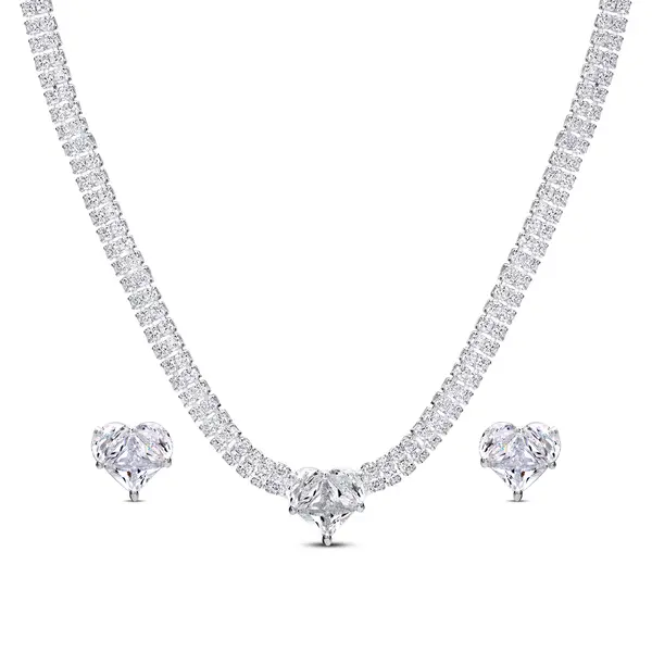 Conjunto Prata Leve Reflet Coração