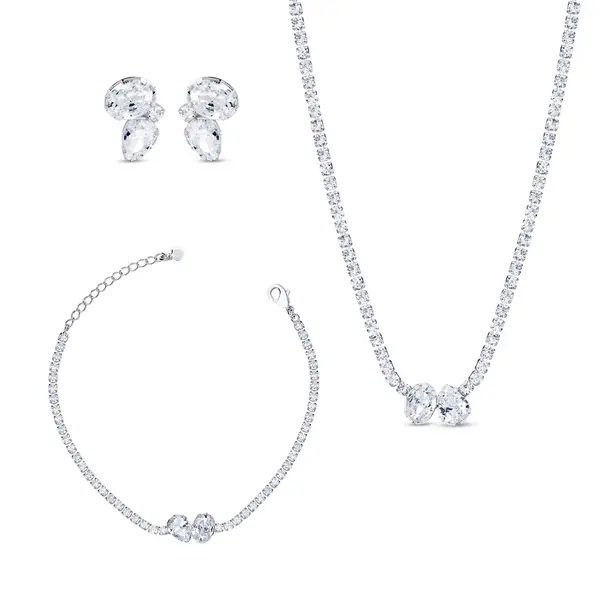 Conjunto Prata Leve Reflet Gota e Zircônia