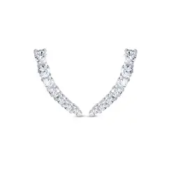 Brinco Prata Leve Ear Cuff Zircônias Brancas