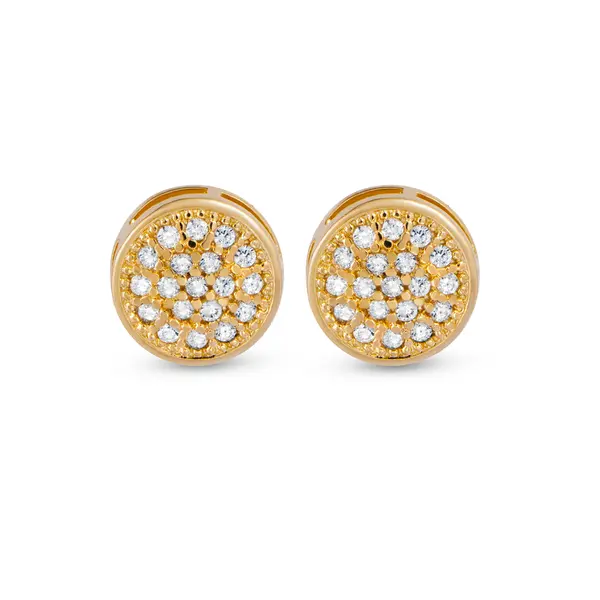 Brinco Folheado a Ouro 18k Redondo Cravejado