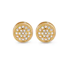 Brinco Folheado a Ouro 18k Redondo Cravejado