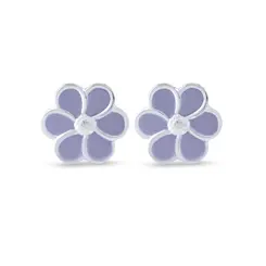 Brinco Prata Infantil Flor Lilás