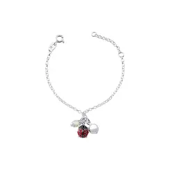 Pulseira Prata Infantil Joaninha