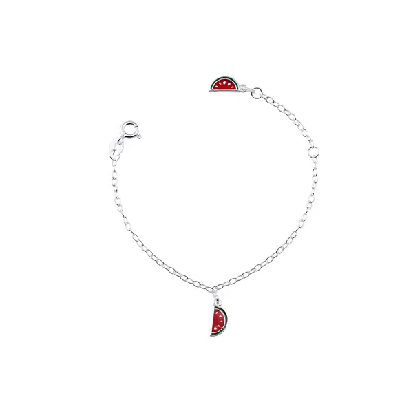 Pulseira Prata Infantil Melancia