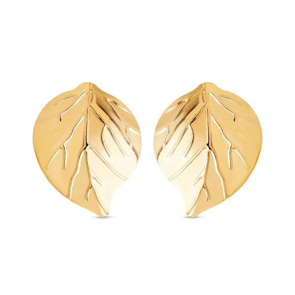 Brinco Folheado a Ouro 18k Folha Liso