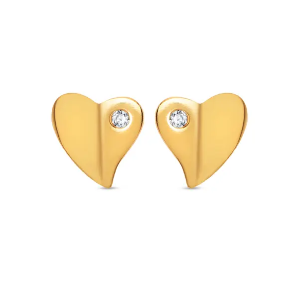 Brinco Folheado a Ouro 18k Coração com Ponto em Zircônia