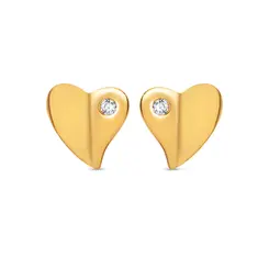 Brinco Folheado a Ouro 18k Coração com Ponto em Zircônia