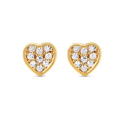 Brinco Folheado a Ouro 18k Coração Cravejado PP
