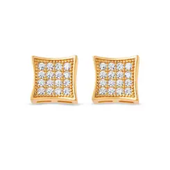 Brinco Folheado a Ouro 18k Quadrado Cravejado