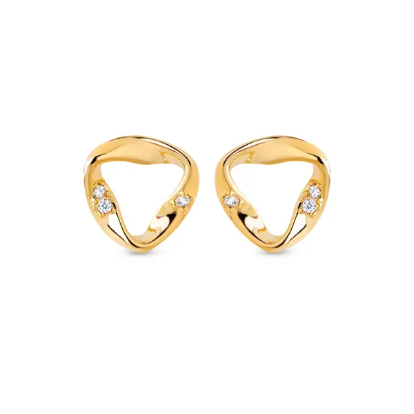Brinco Folheado a Ouro 18k Triangulo com Zircônias