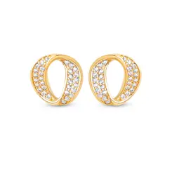 Brinco Folheado a Ouro 18k Oval Cravejado