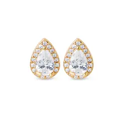 Brinco Folheado a Ouro 18k Gota com Zircônias