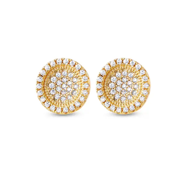 Brinco Folheado a Ouro 18k Círculo Cravejado
