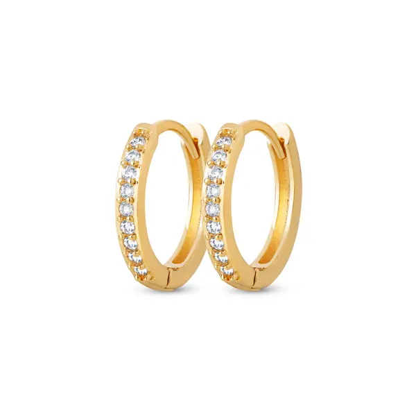 Brinco Folheado a Ouro 18k Argola Click Cravejada