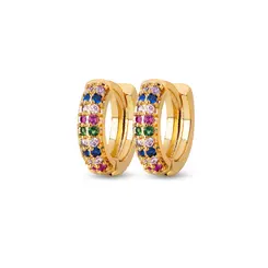Brinco Folheado a Ouro 18k Argola Click Cravejada Colorida